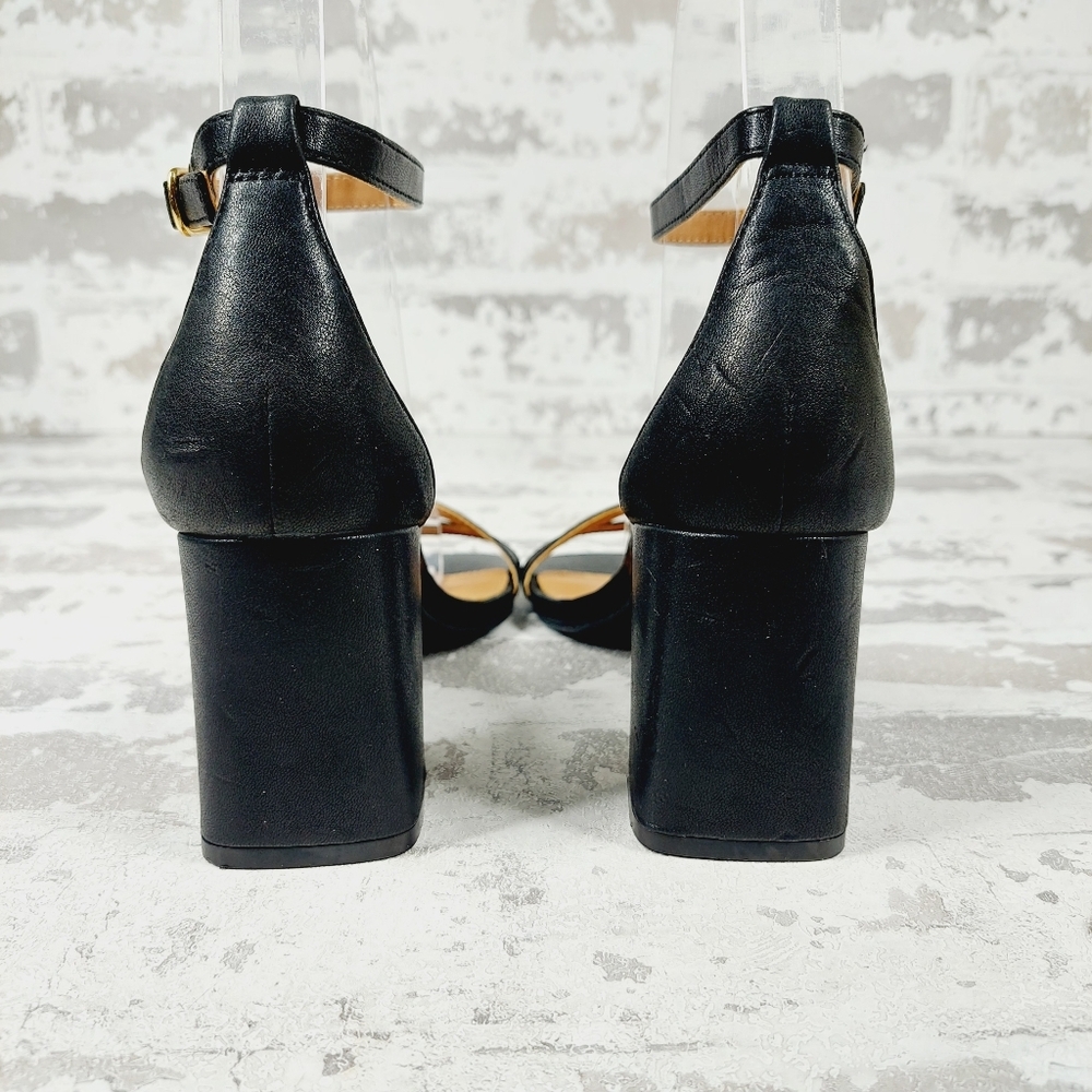 NEW Nordstrom Ellie Double Strap Heeled Sandals In Black I178 - Picture 6 of 14